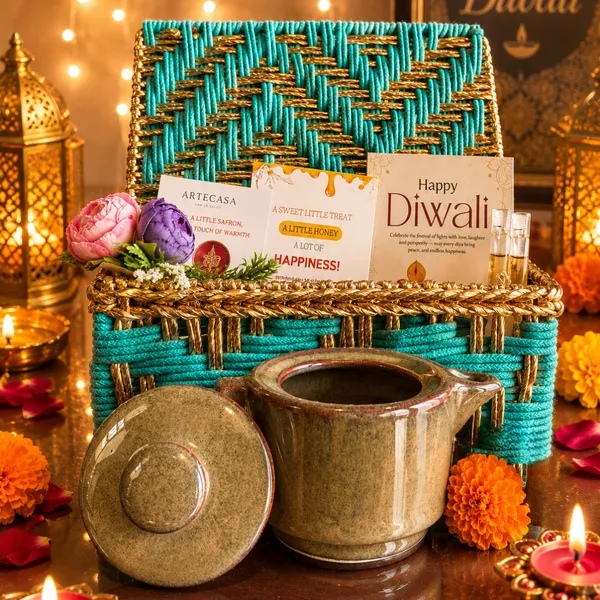 Metal_Festive_Sage_Green_Basket_Tea_Mug_Matka_Candle_Hamper