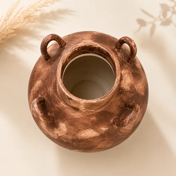 Metal_Festive_Red_Four_Handle_Matka_Decorative_Vase