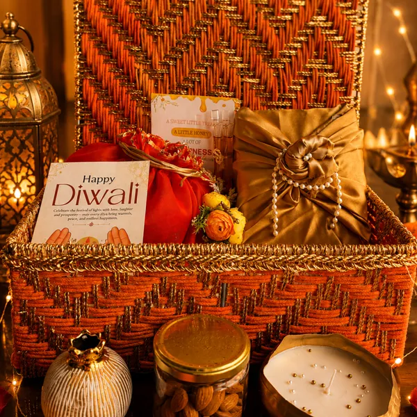 Metal_Festive_Diwali_Orange_Gift_Basket_With_German_Silver_Box_&_Dry_Fruit_Jar