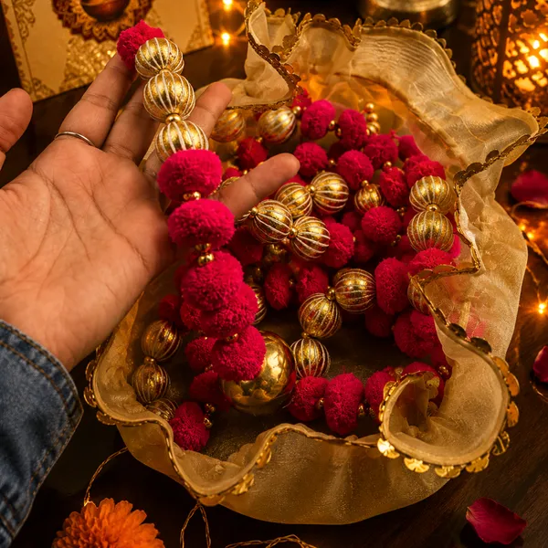Jute_Festive_Golden_Potli_With_Pink_Toran