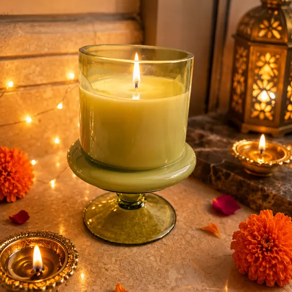 Wax_Festive_Green_Stand_Candle_Diwali_Gift_Hamper