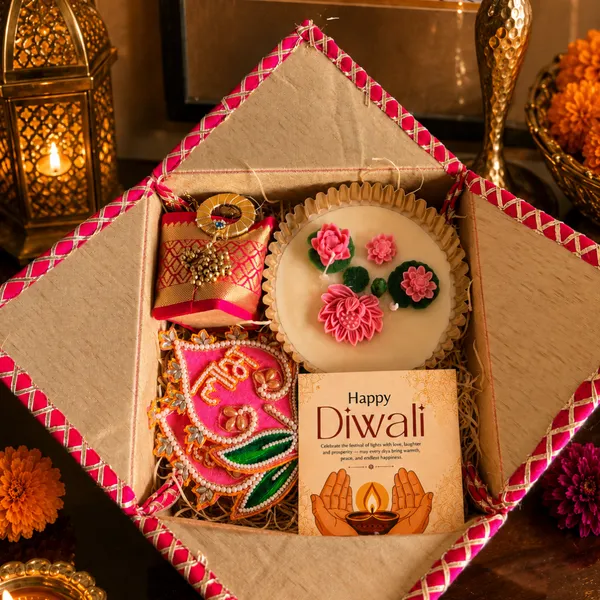 Artecasa_Pink_Diwali_Gift_Box_With_Urli_Candle_&_Shubh_Labh_Hangings