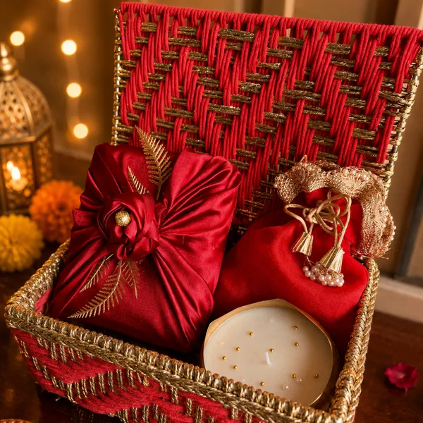 Metal_Festive_Diwali_Red_Gift_Basket_With_Red_Potli_&_Urli_Candle