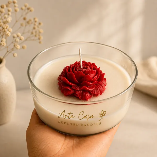 Wax_Festive_Red_Carnation_Round_Decorative_Candle