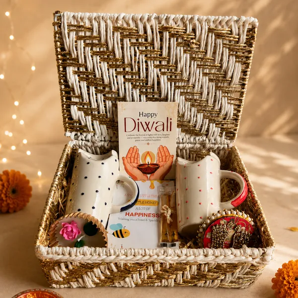 Artecasa_Red_&_Blue_Tumbler_Diwali_Gift_Hamper_With_Urli_Candle
