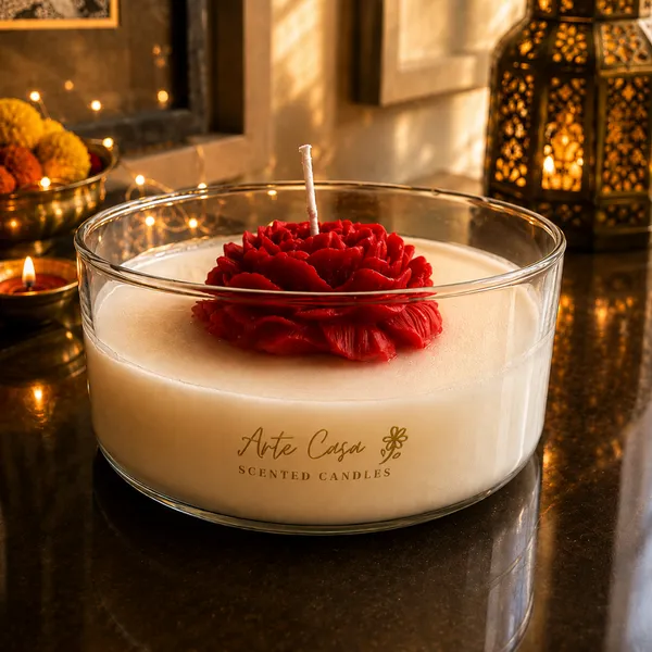 Wax_Festive_Red_Carnation_Round_Decorative_Candle