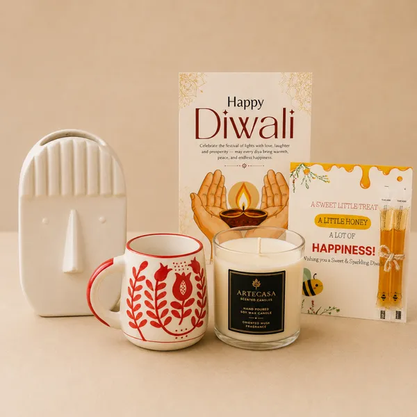 Diwali_Charm_Glow_Face_Vase_Candle_Mug_Gift_Hamper