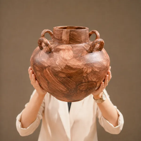 Metal_Festive_Red_Four_Handle_Matka_Decorative_Vase