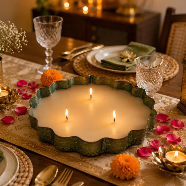 Metal_Festive_Diwali_Large_Green_Urli_Candle