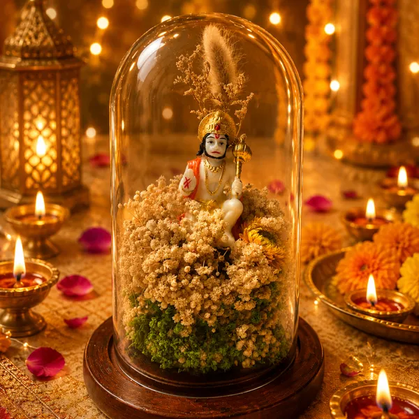 Glass_Festive_Diwali_Green_&_White_Hanuman_Ji_Decorative_Dome