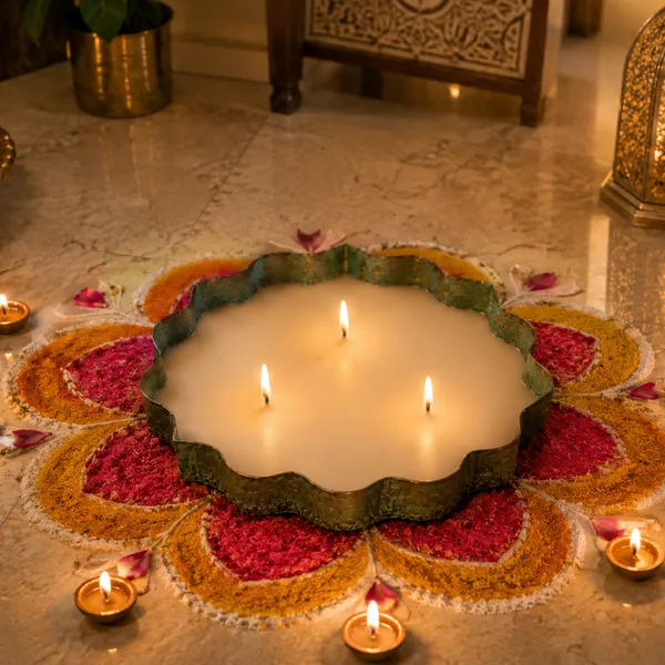 Metal_Festive_Diwali_Large_Green_Urli_Candle