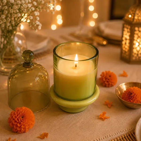 Wax_Decorative_Green_Glass_Jar_Fragrance_Candle
