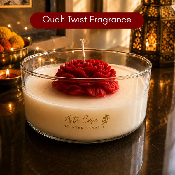 Metal_Festive_Diwali_Red_Gift_Basket_With_Flower_Candle_&_Tealight_Holder
