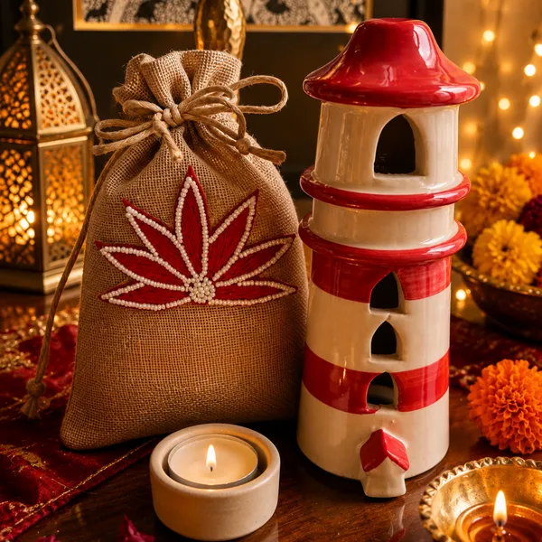 Jute_Festive_Diwali_Red_Tealight_Holder_Home_Decor_With_Shubh_Labh_Potli