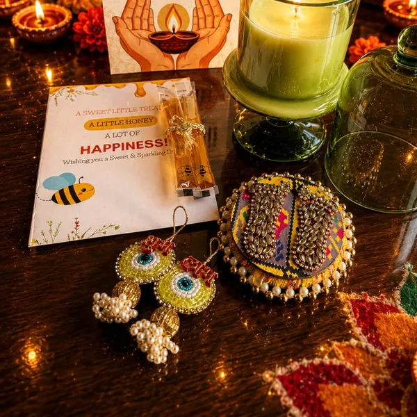 Wax_Festive_Green_Stand_Candle_Diwali_Gift_Hamper
