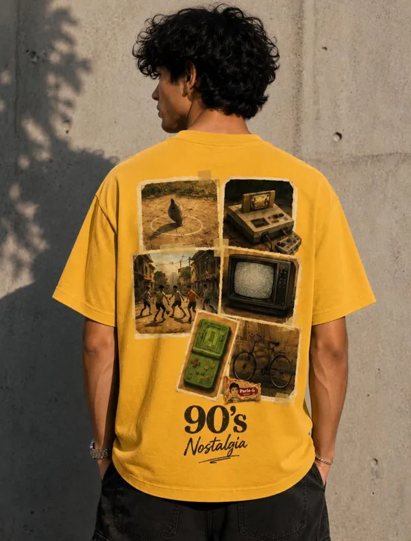 Yellow_Cotton_Oversized_Fit_"90s_Generation/Nostalgia"_Print_T_Shirt_for_Men
