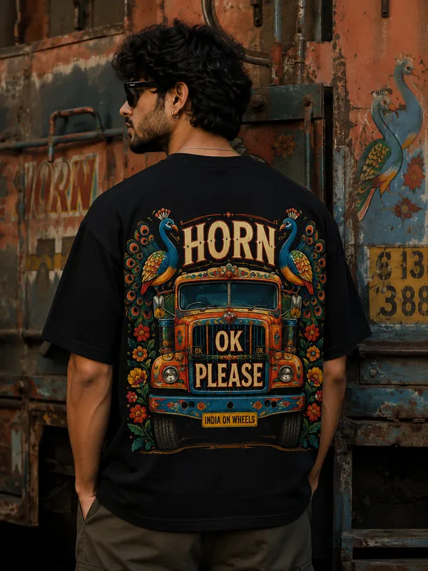 Black_Cotton_Oversized_Fit_"Horn_Ok_Please"_Printed_T_Shirt_for_Men