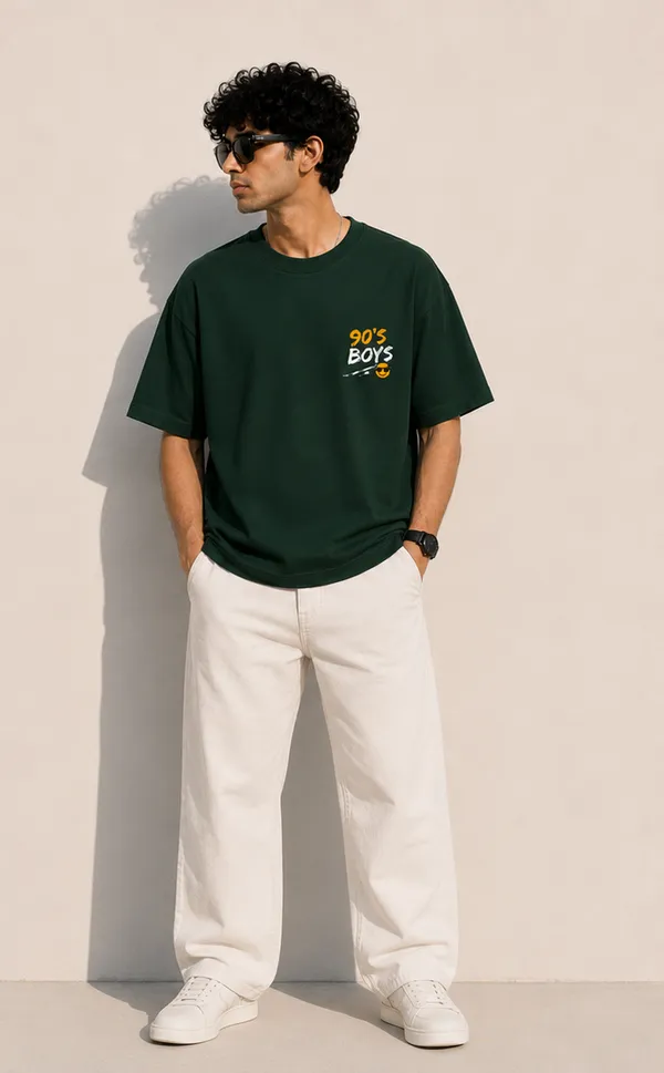 Dark/Bottle_Green_Cotton_Oversized_Fit_"90s_Ke_Ladke"_Printed_T_Shirt_for_Men