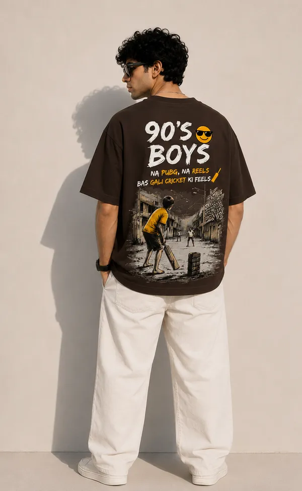 Dark/Coffee_Brown_Cotton_Oversized_Fit_"90s_Ke_Ladke"_Printed_T_Shirt_for_Men