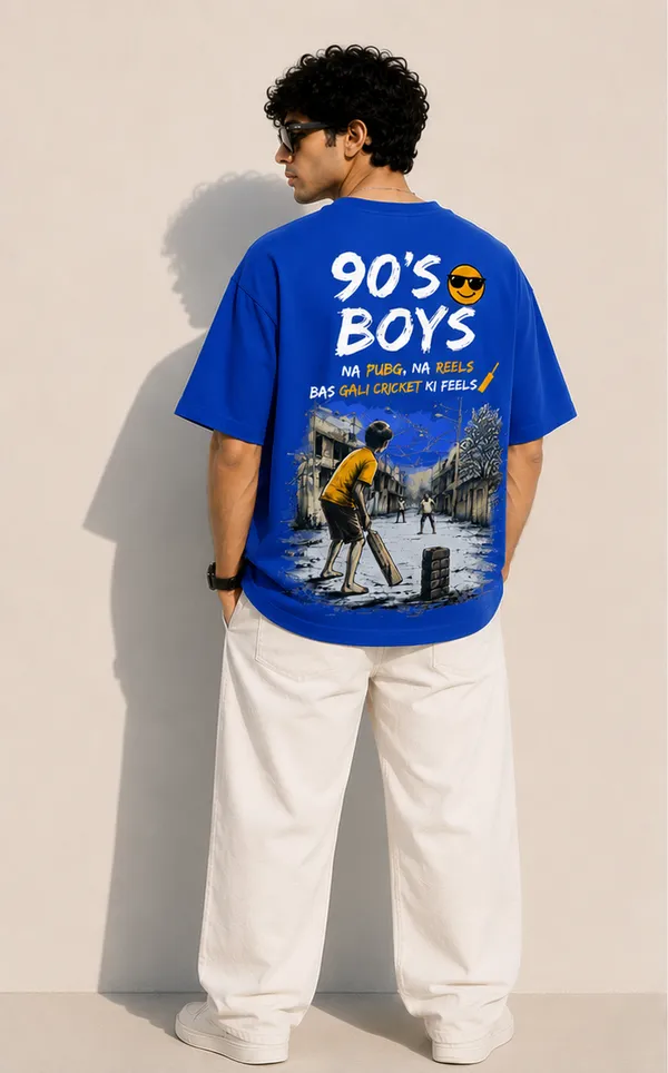Royal_Blue_Cotton_Oversized_Fit_"90s_Ke_Ladke"_Printed_T_Shirt_for_Men