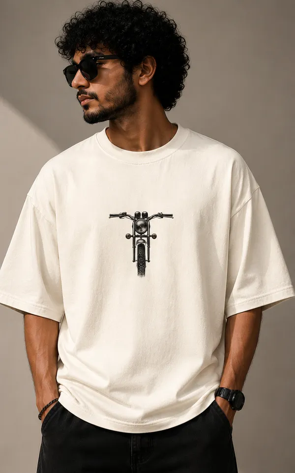 Off-White/Cream_Cotton_Oversized_Fit_"Dug-Dug"_Printed_T_Shirt_for_Men