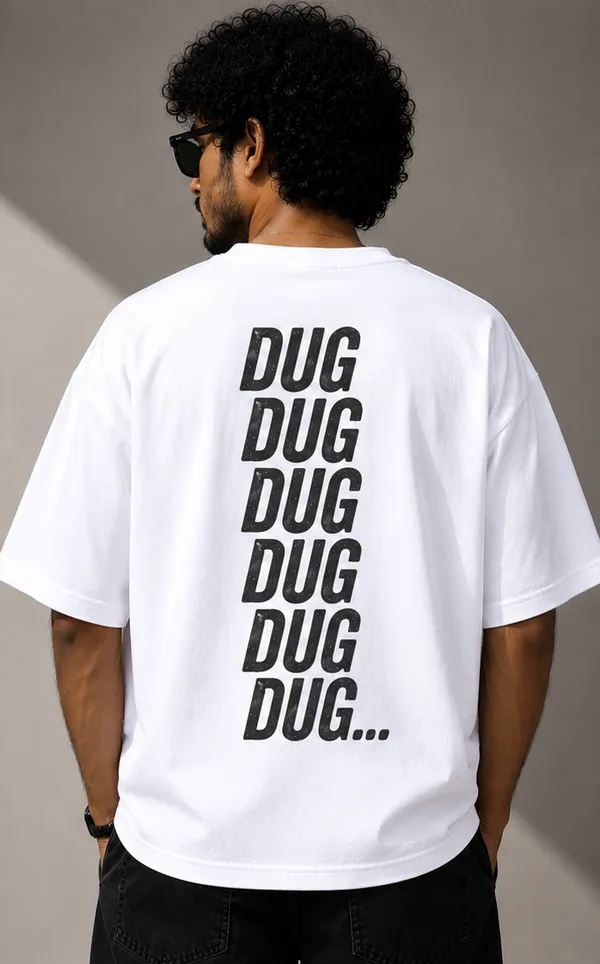 White_Cotton_Oversized_Fit_"Dug-Dug"_Printed_T_Shirt_for_Men
