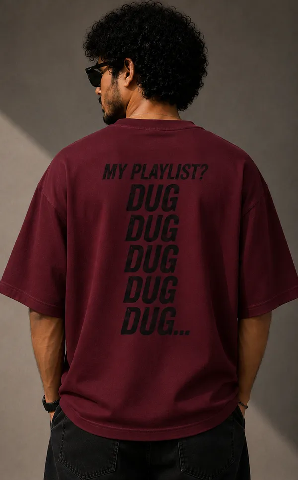 Maroon_Cotton_Oversized_Fit_"Dug-Dug"_Printed_T_Shirt_for_Men
