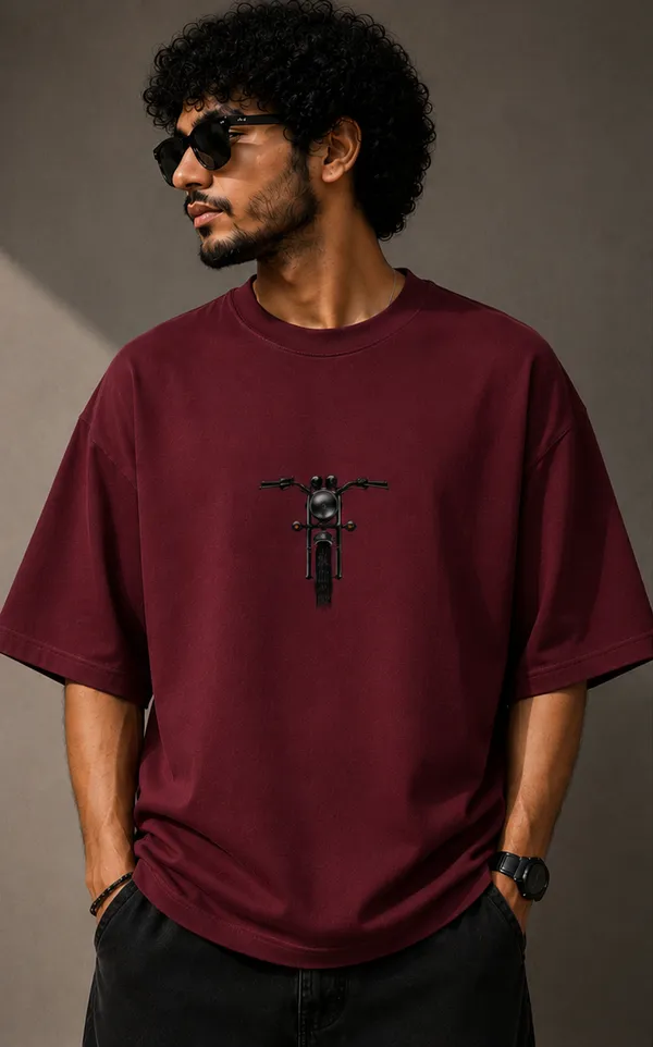 Maroon_Cotton_Oversized_Fit_"Dug-Dug"_Printed_T_Shirt_for_Men