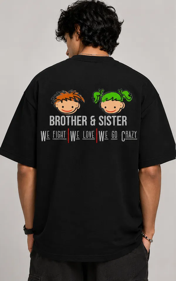 UNISEX-BLACK_OVERSIZED_FIT_"BROTHER-SISTER"_PRINTED_COTTONG_T-SHIRT