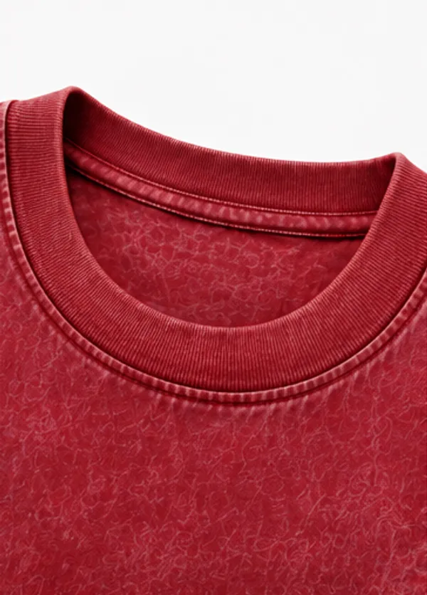 Red_Cotton_Oversized-Fit_"Acid_Wash"_T-Shirt_For_Men