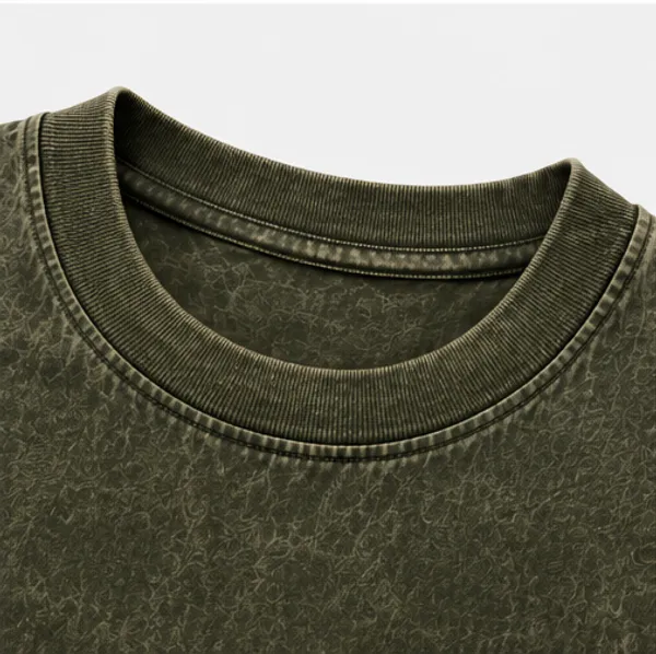 Green_Oversized-fit_"Acid-Wash"_Cotton_T_Shirt_for_Men