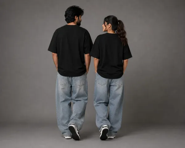 Black_Cotton_Oversized_Fit_"Husband_&_Wife"_Combo_Printed_T_Shirt