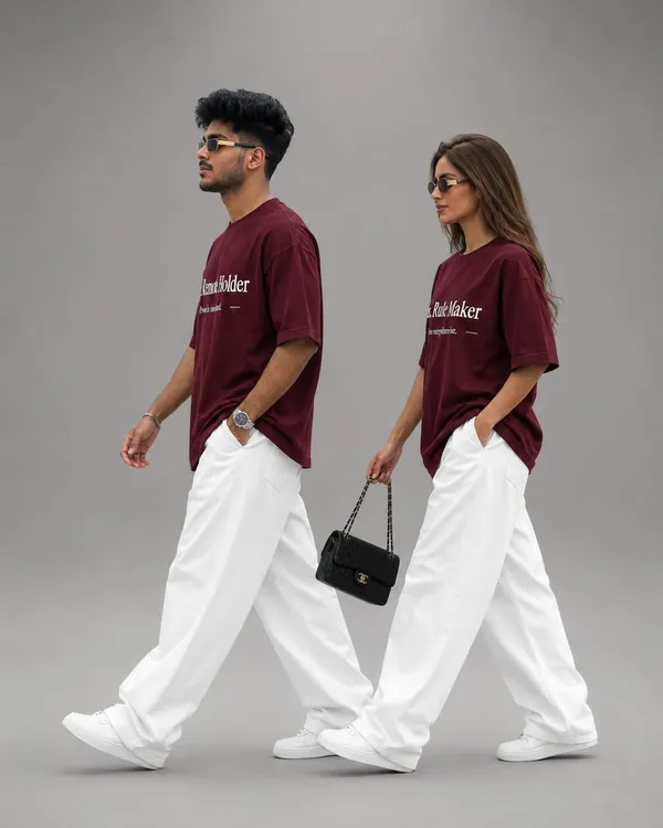 Maroon_Cotton_Oversized_Fit_"Husband_&_Wife"_Combo_Printed_T_Shirt