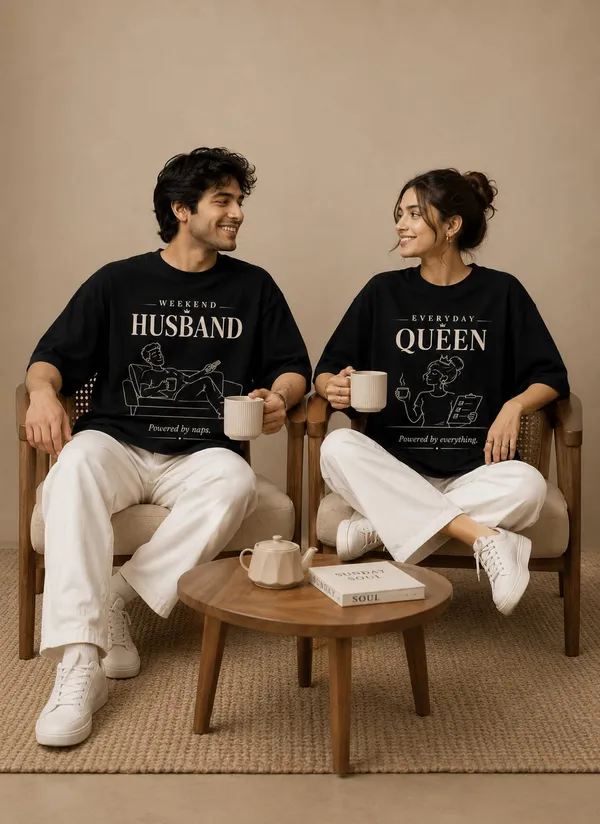 Black_Cotton_Oversized_Fit_"Husband_&_Wife"_Combo_Printed_T_Shirt