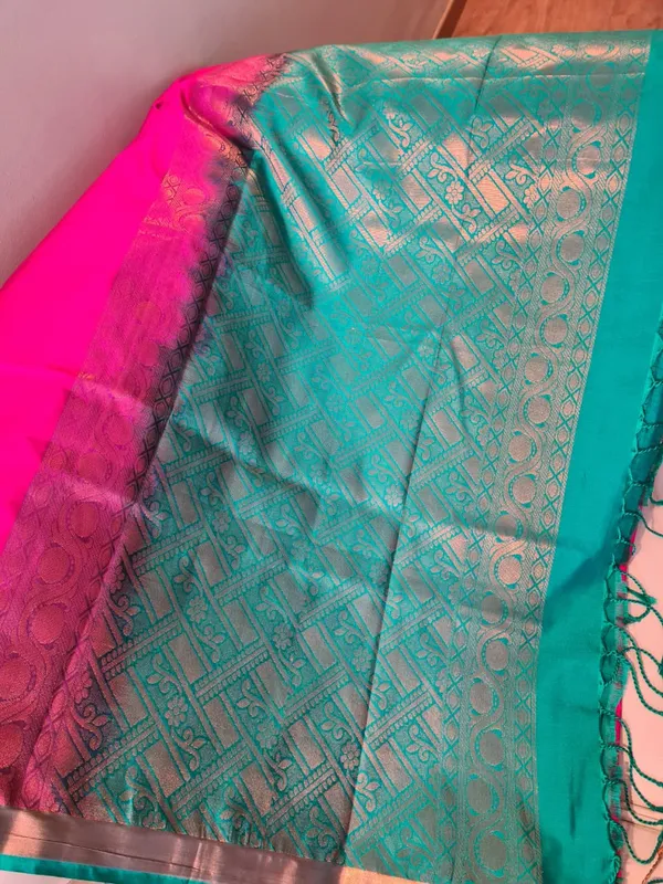 Pink_Silk_Zari_Woven_Border_Banarasi_Saree_With_Blouse_Piece