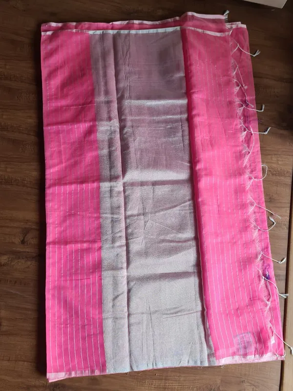 Pink_Silk_Striped_Zari_Border_Saree_For_Women