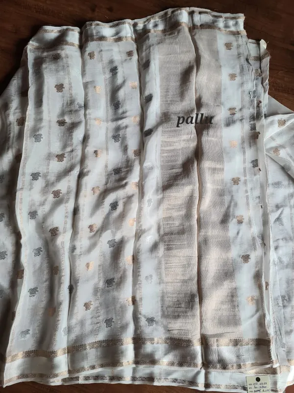 White_Pure_Chiffon_Alfi_Zari_Woven_Saree_For_Women