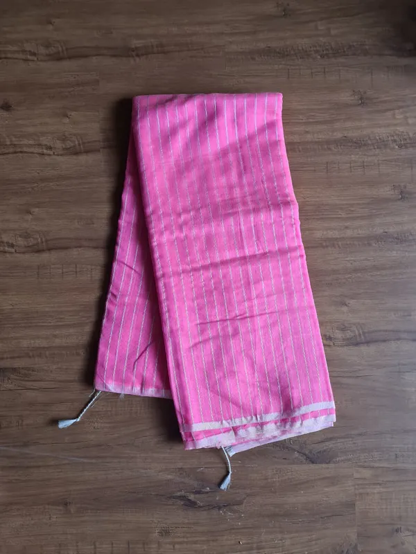 Pink_Silk_Striped_Zari_Border_Saree_For_Women