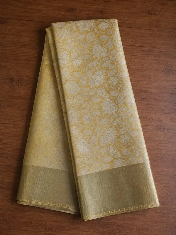 Golden_Yellow_Silk_Woven_Floral_Zari_Border_Saree_For_Women