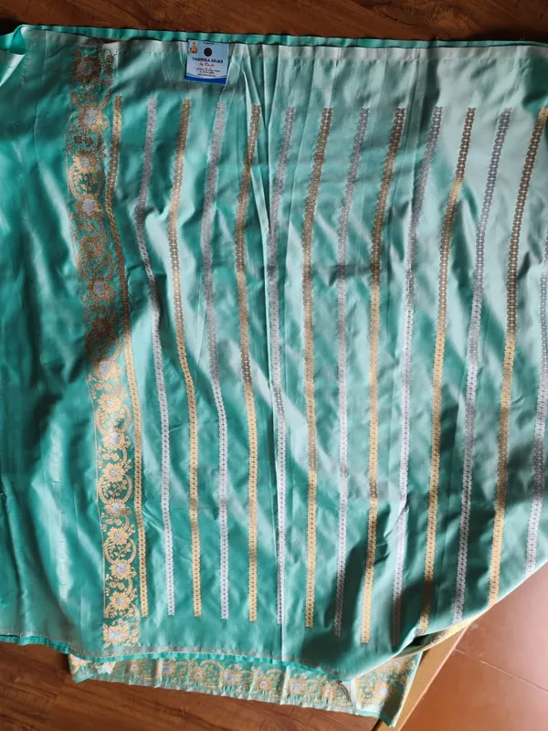 Sea_Green_Mashroo_Silk_Woven_Alfi_Zari_Border_Saree_For_Women