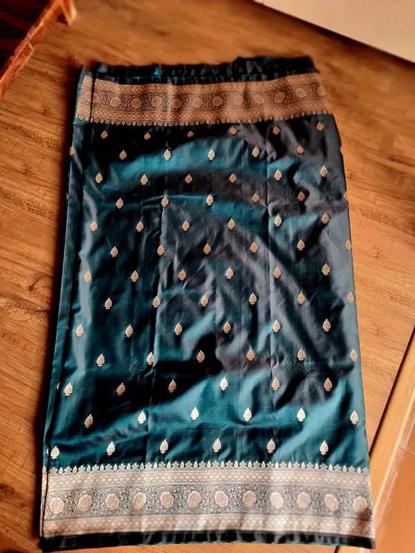 Teal_Silk_Woven_Motif_Banarasi_Saree_For_Women