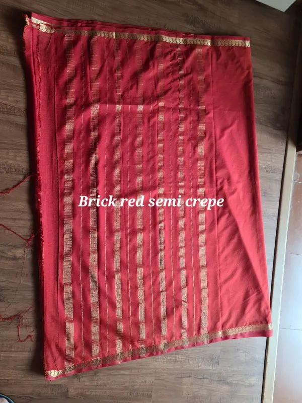 Brick_Red_Semi_Crepe_Zari_Striped_Saree_For_Women