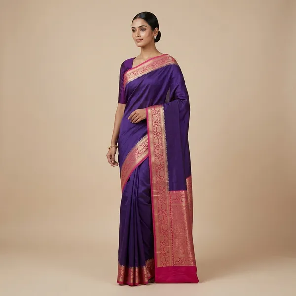Purple_Silk_Woven_Border_Saree_For_Women