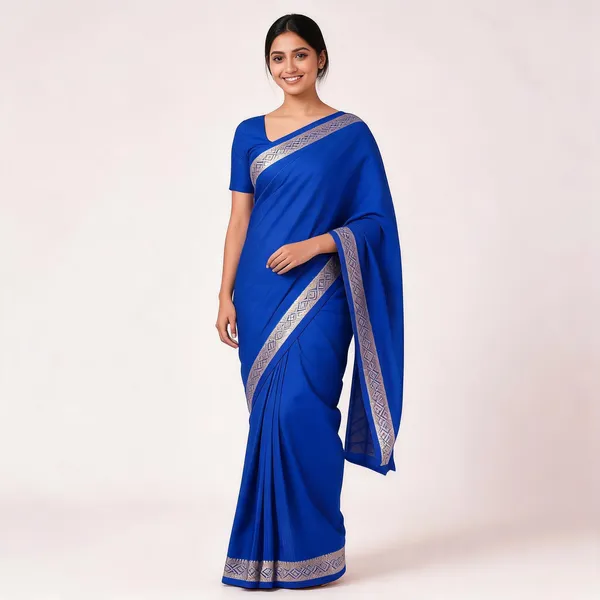 Blue_Silk_Zari_Border_Saree_For_Women