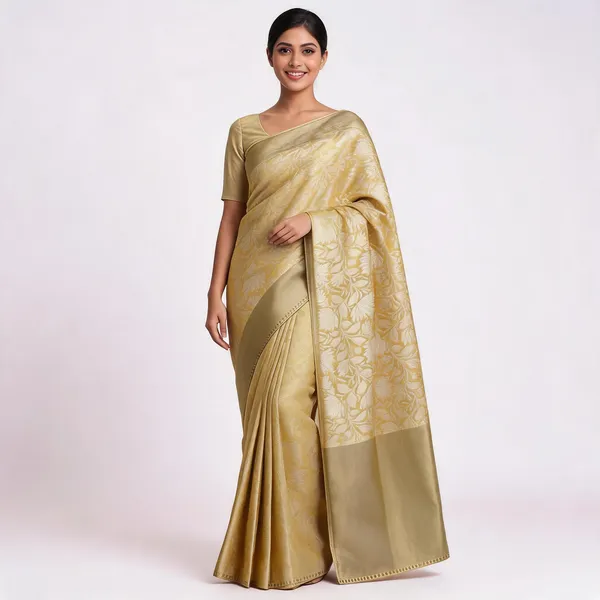 Golden_Yellow_Silk_Woven_Floral_Zari_Border_Saree_For_Women