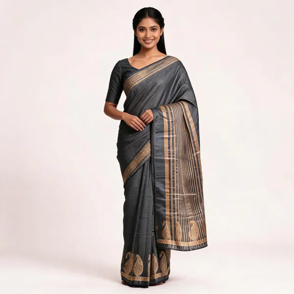 Grey_Silk_Zari_Border_Paisley_Motif_Saree_For_Women