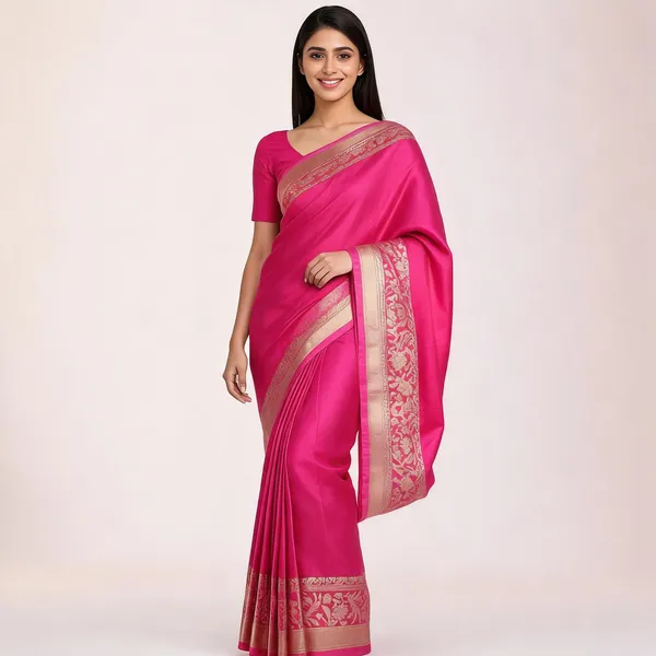 Pink_Silk_Zari_Border_Ethnic_Saree_For_Women