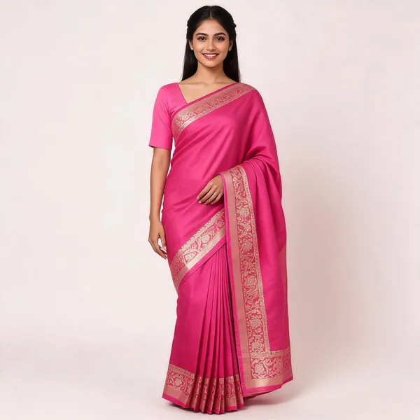 Pink_Silk_Zari_Border_Ethnic_Saree_For_Women
