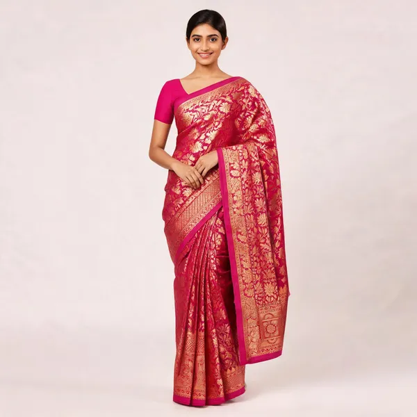 Pink_Silk_Zari_Woven_Floral_Kanjivaram_Saree_For_Women