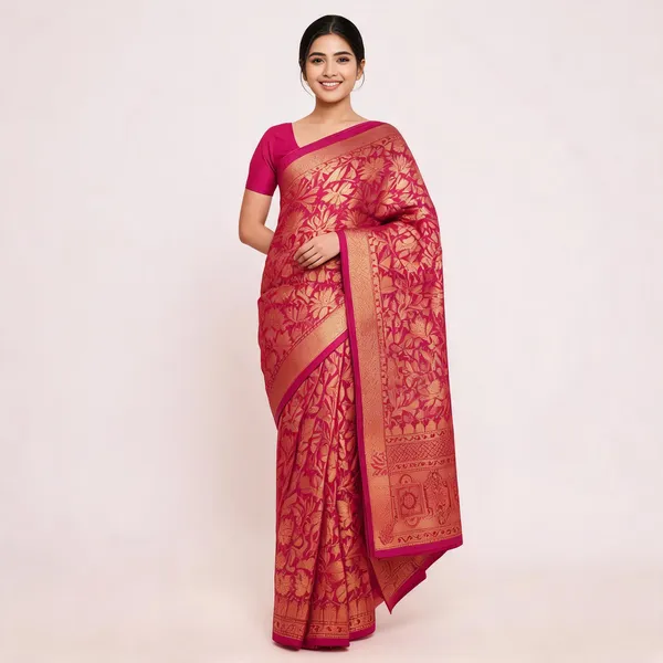 Pink_Silk_Zari_Woven_Floral_Kanjivaram_Saree_For_Women